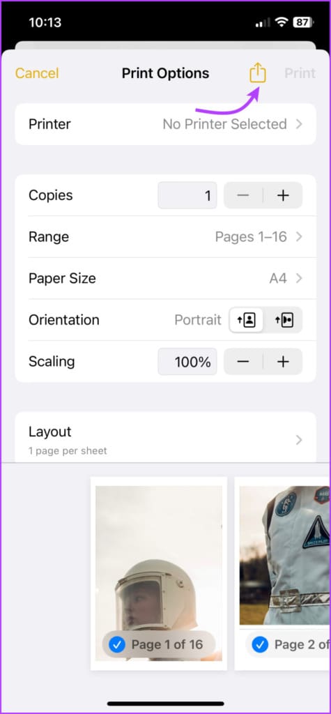 Tap Share again to convert multiple images into PDF