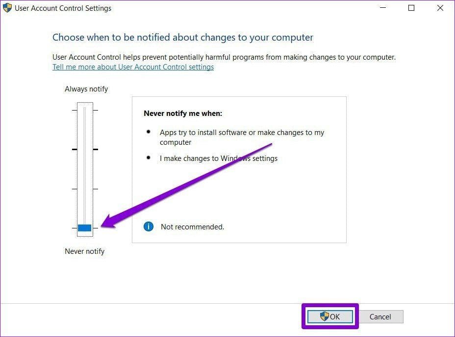 User Account Control Settings