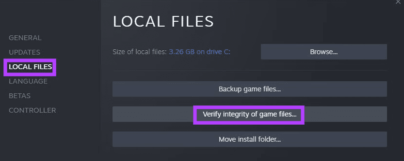 Verify integrity of game files
