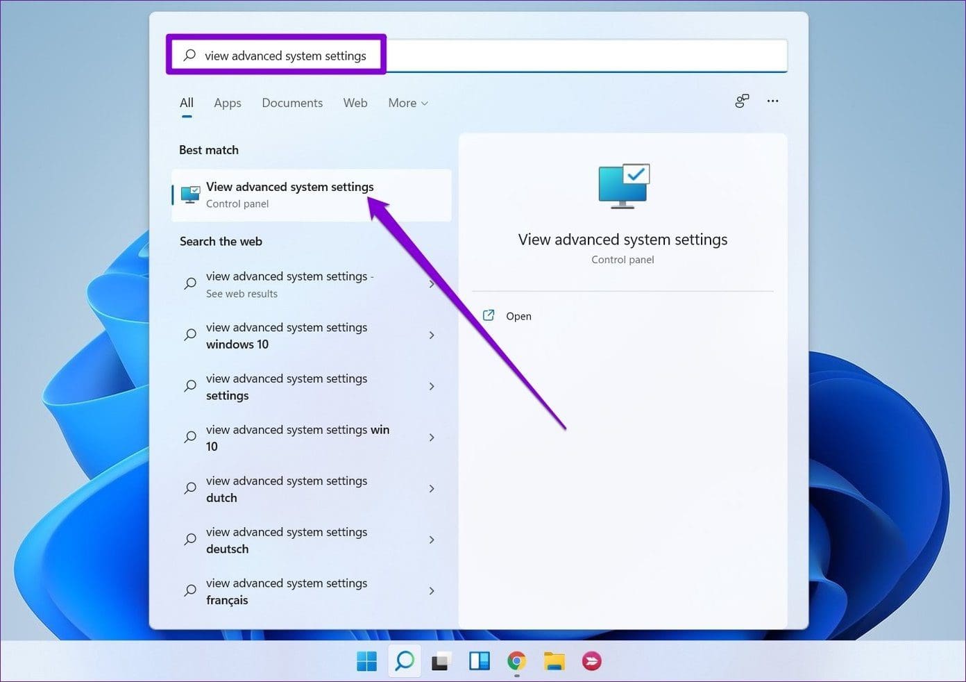 View Advanced System Settings