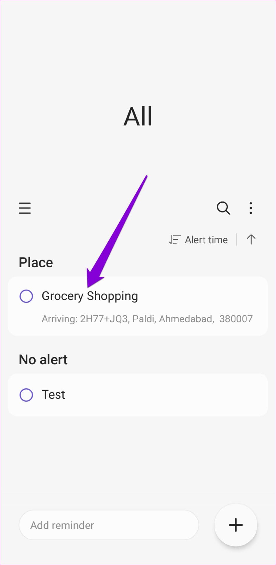 View Reminders on Samsung Phone