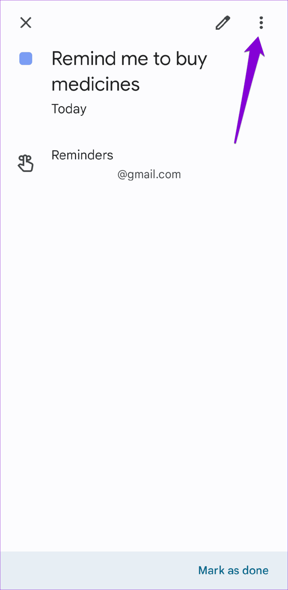 View a Reminder in Google Calendar App