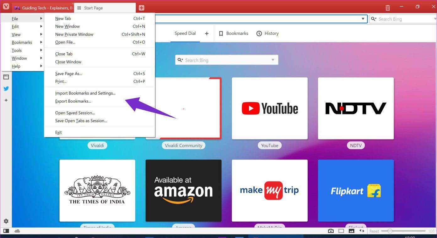 Vivaldi Import Bookmark
