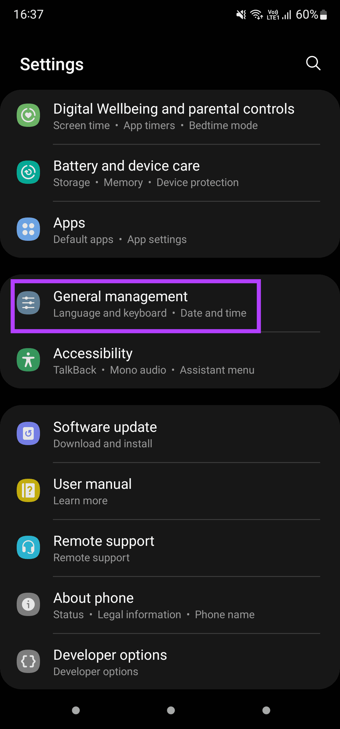 Language settings