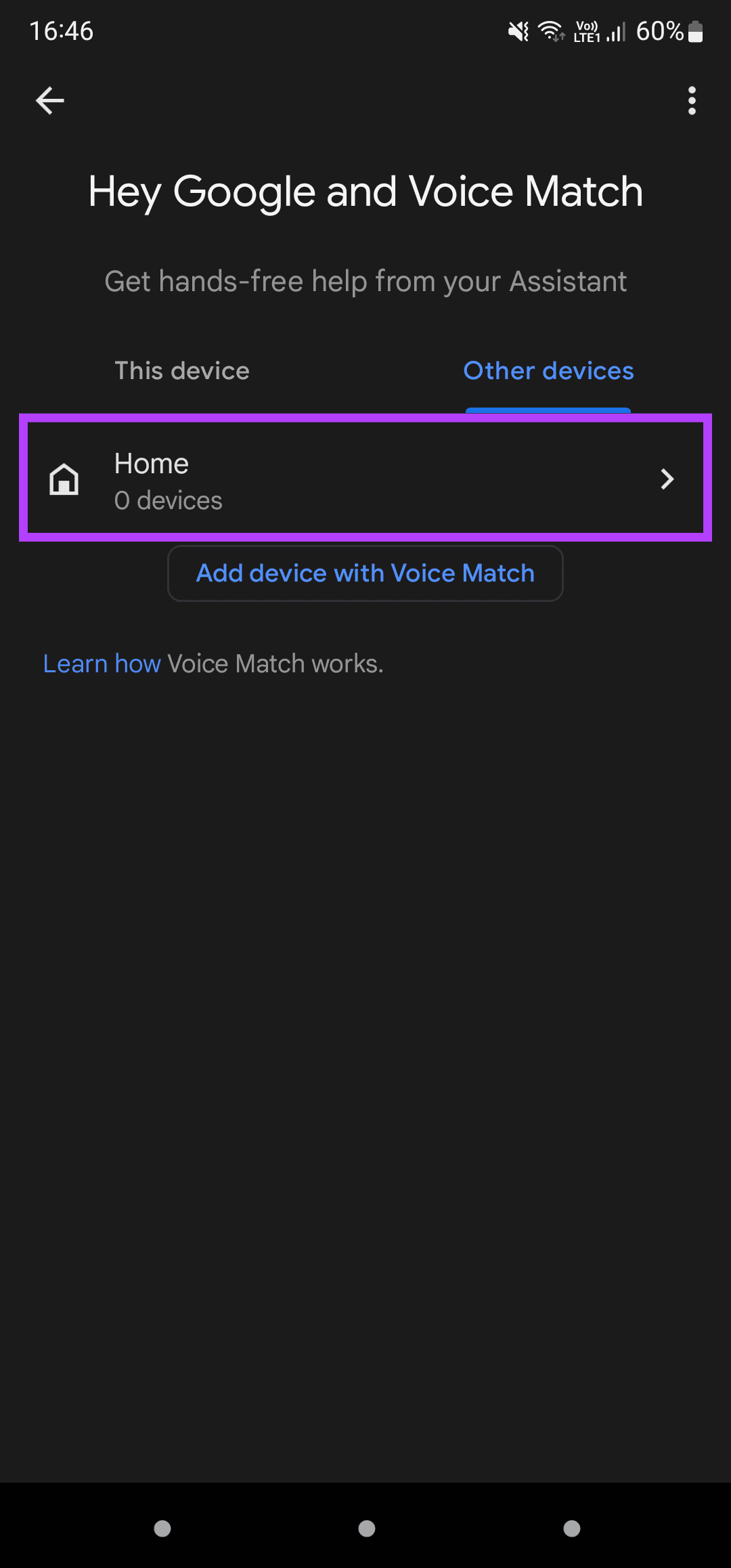 Home on Google app