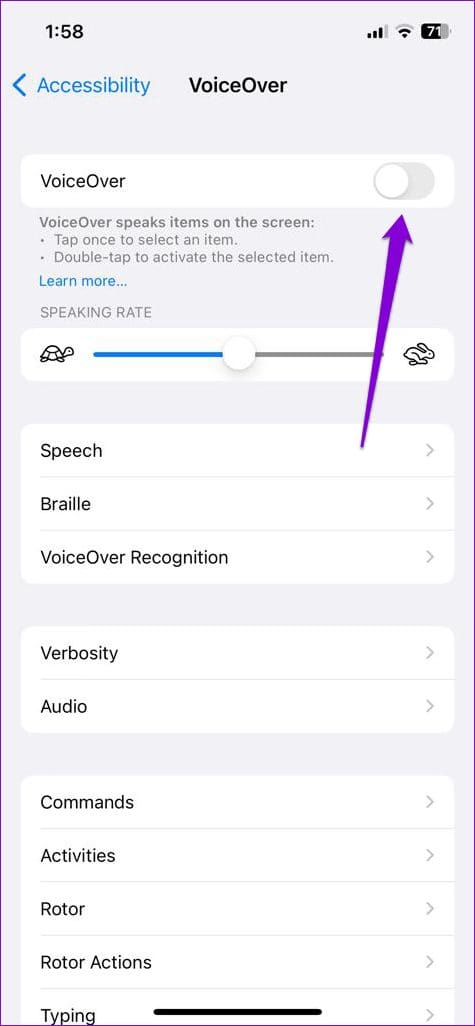 VoiceOver on iPhone