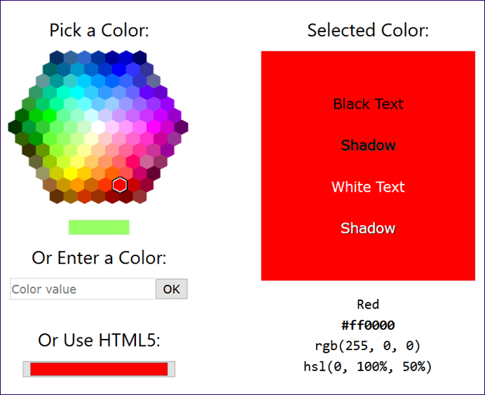 W3 Schools Html Color Picker
