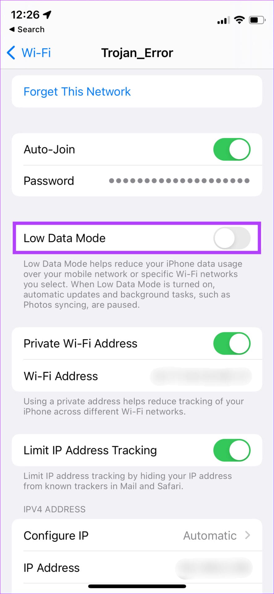 Low data mode
