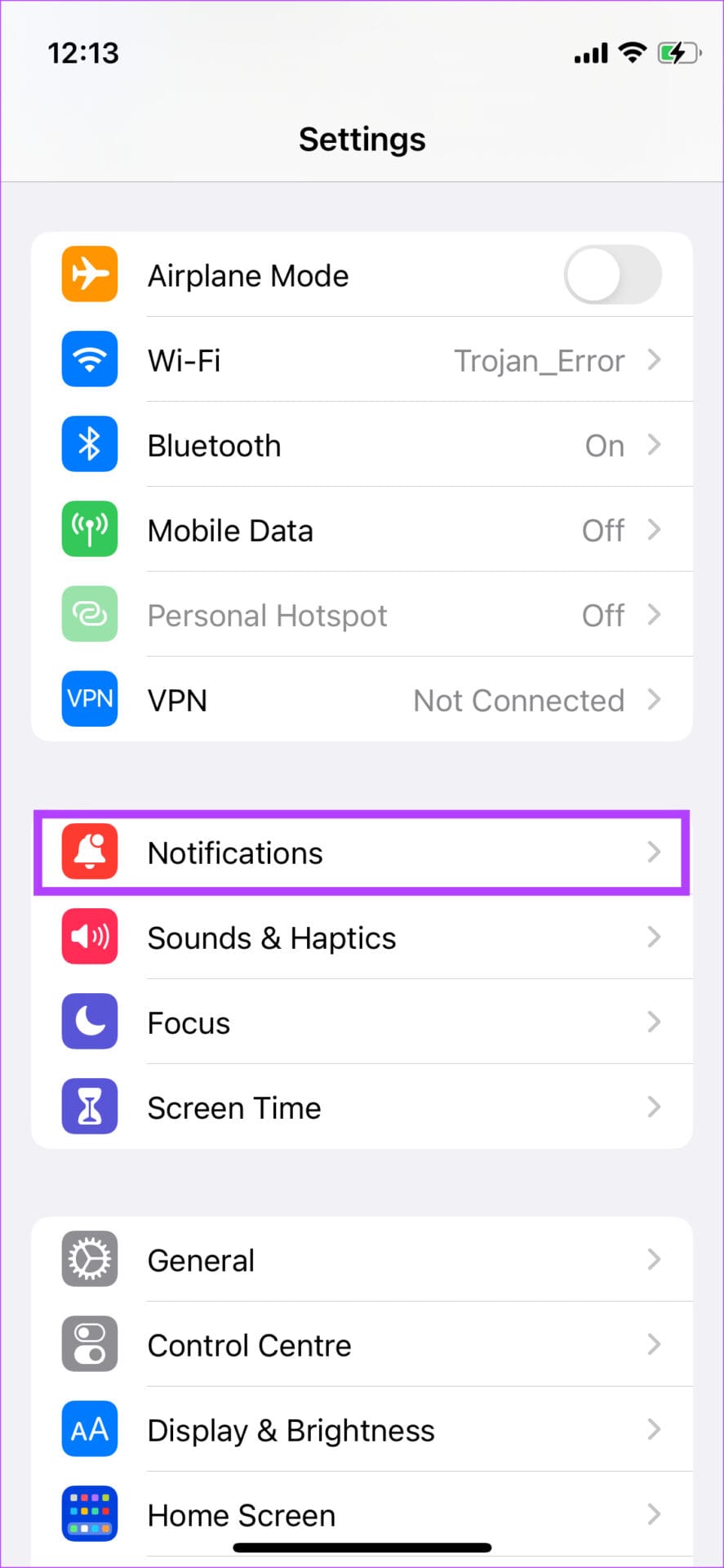 Notificartions settings