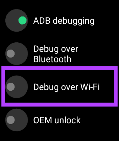 Debug over Wi-Fi