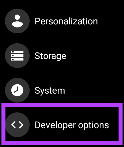 Developer options