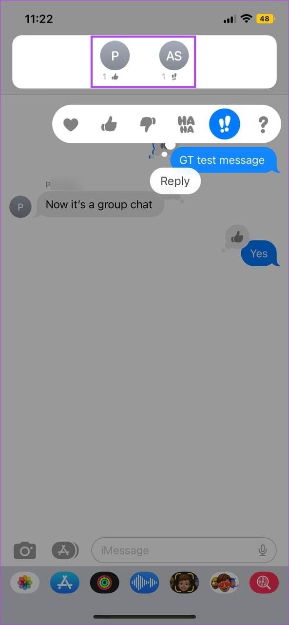 Check the space above the message
