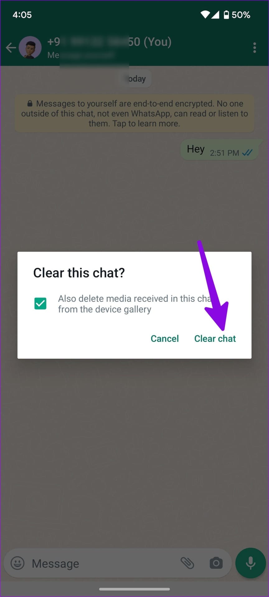 clear chat with media on whatsapp