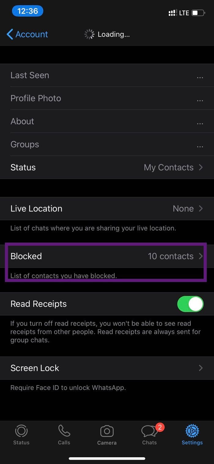 Whats App Blocked Contacts