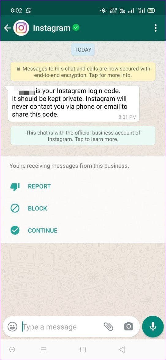 Whats App Verification Code