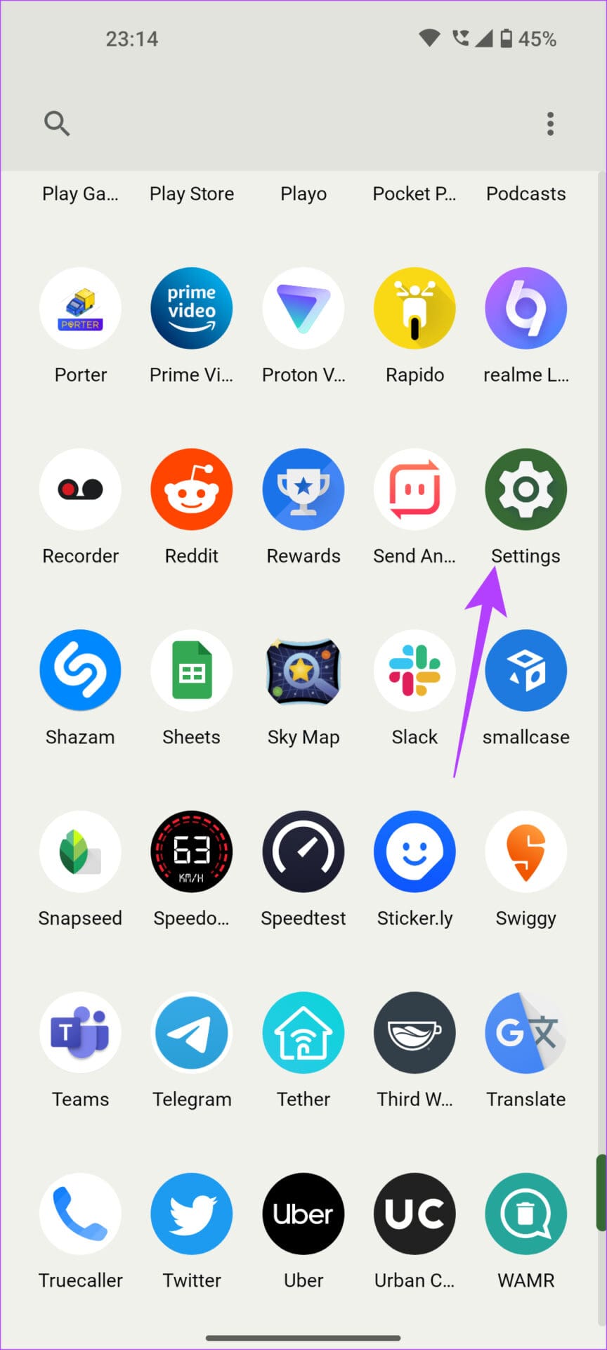 Open Settings app