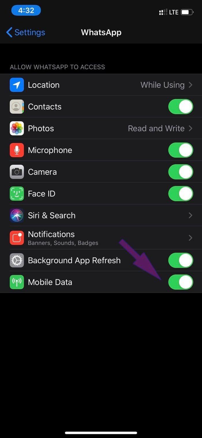 Whats App mobile data