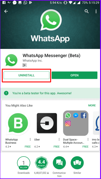 Whats App Uninstall1