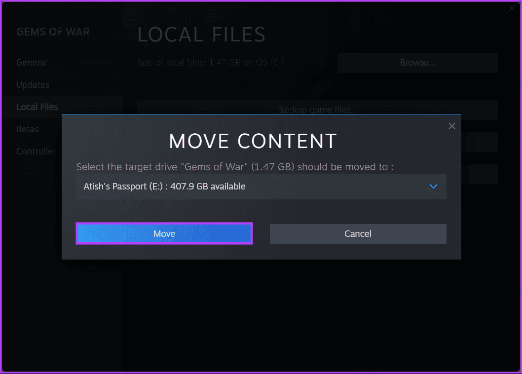 select the location from the drop-down