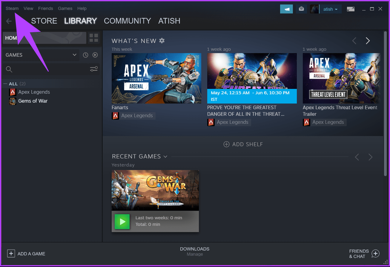 Click on Steam
