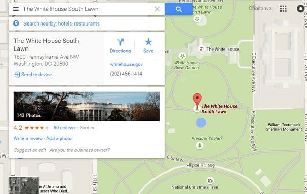 White House On Google Maps