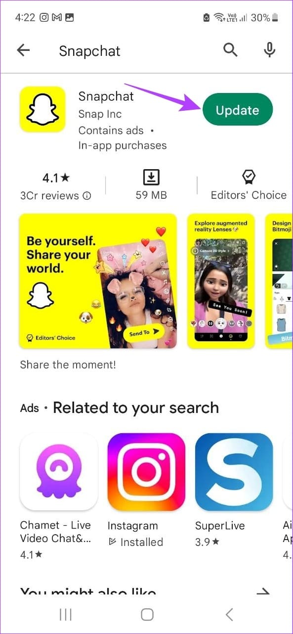 Tap on Update