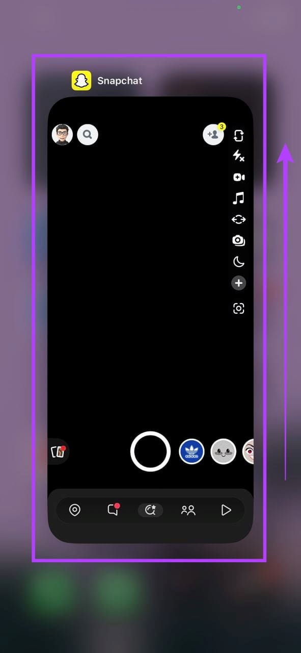 Hold and clear the app by swiping it up