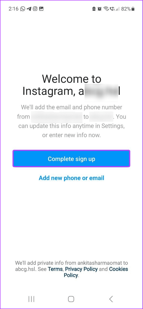 Create new Instagram account