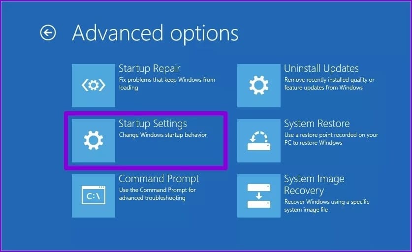 Windows Startup Settings