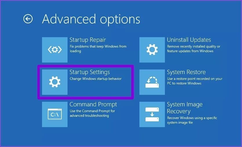 Windows Startup Settings