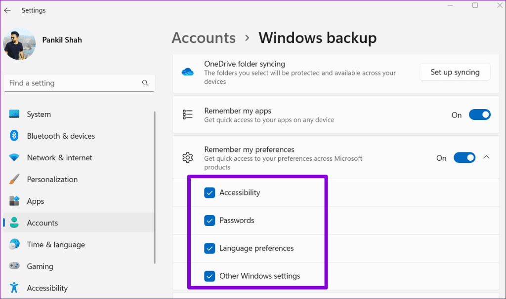 Windows Sync Settings