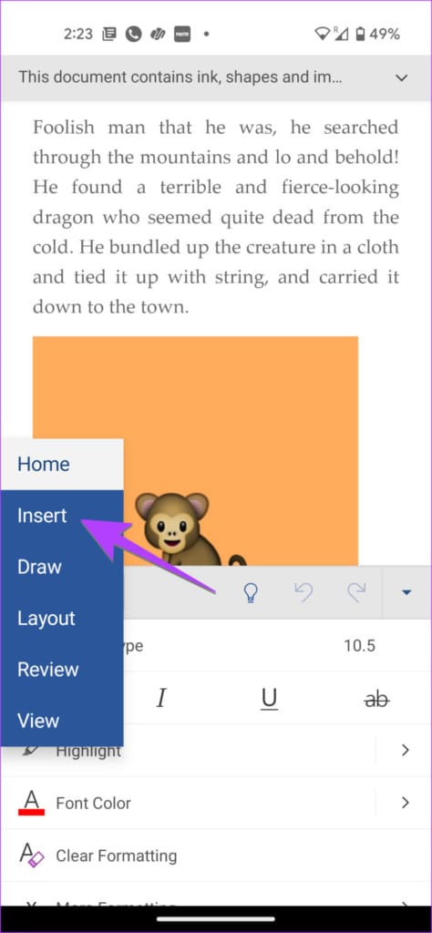 Word Mobile Insert