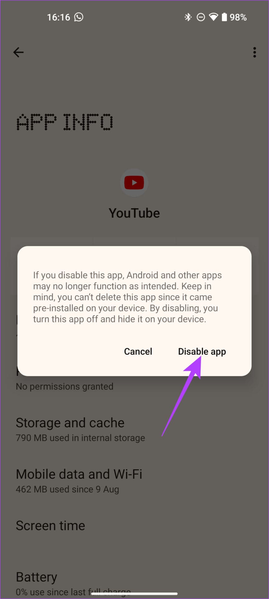 disable app
