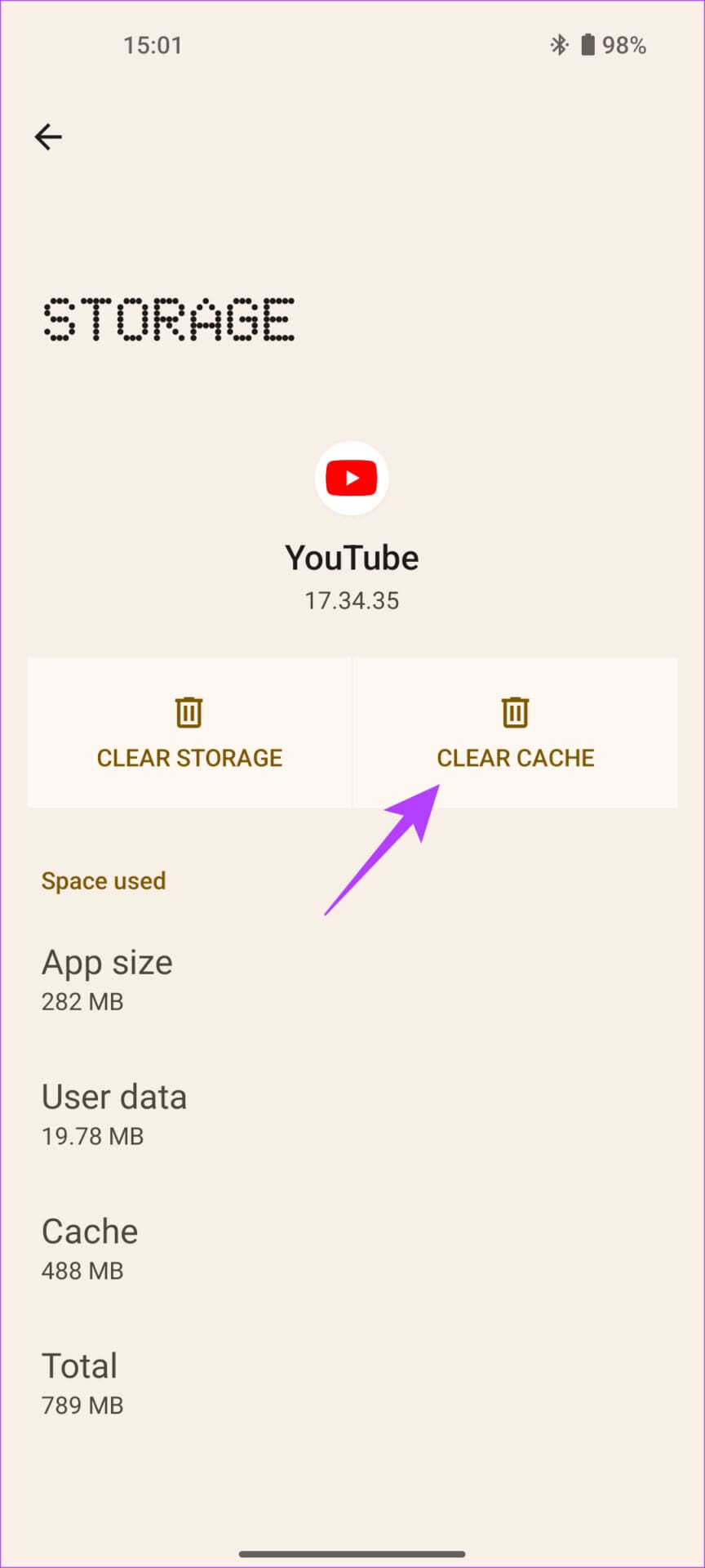 clear cache