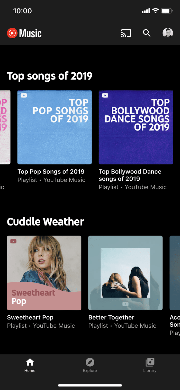 You Tube Music home