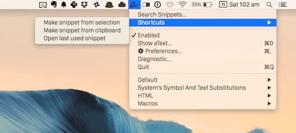 A Text Menu Bar