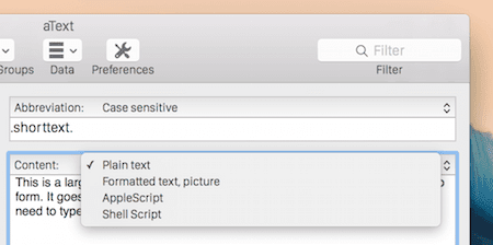 A Text Options Plain Text