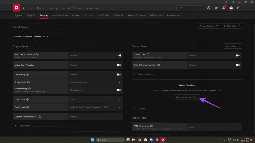 accept the EULA. Click on the option for the same