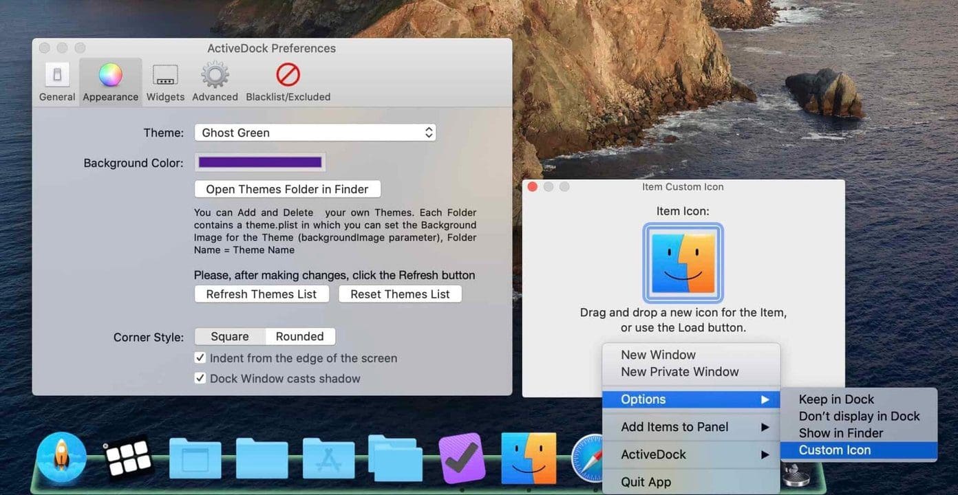 Active dock customization