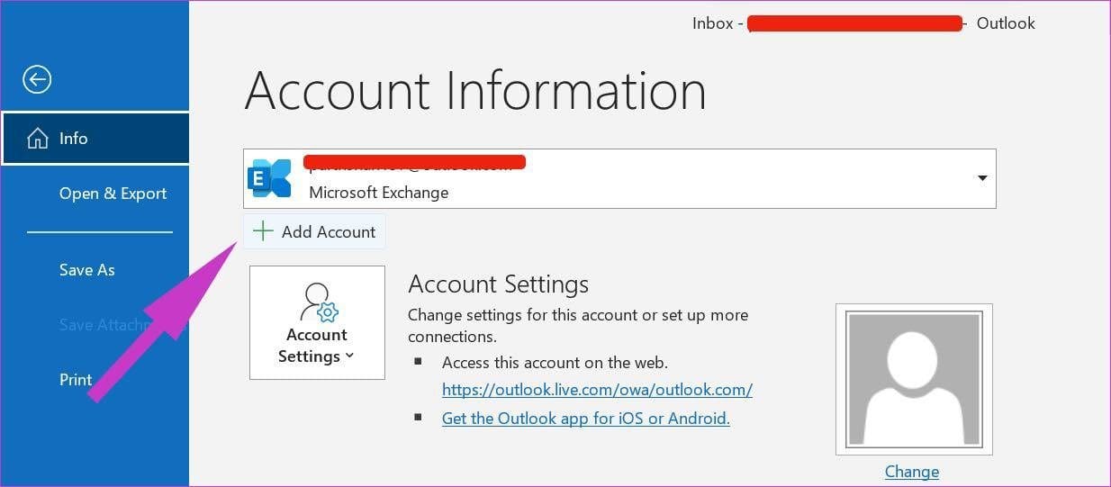 Add account on windows