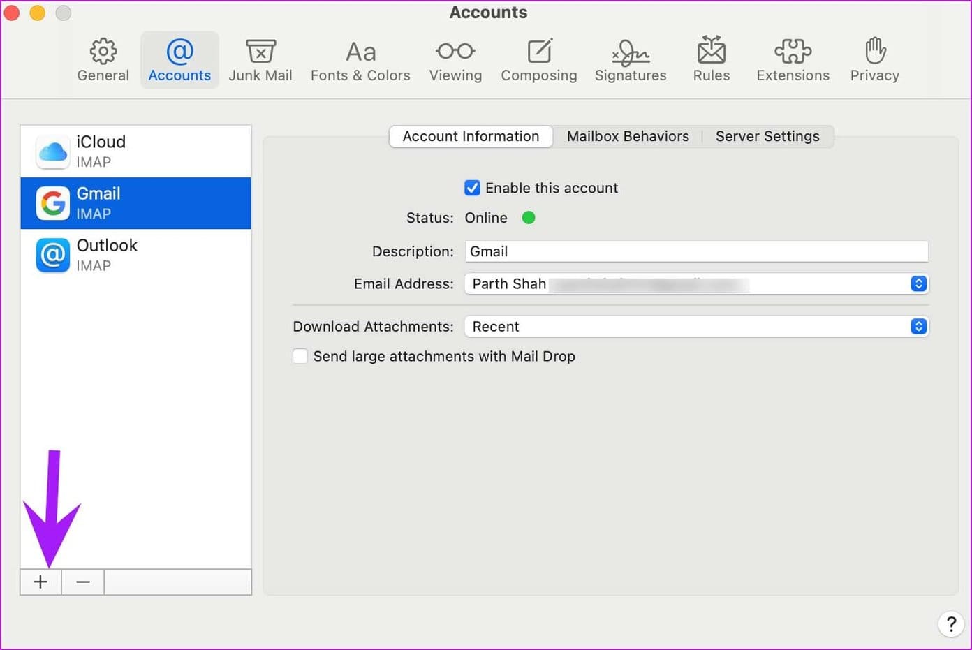 Add email account mail notifications not working on mac