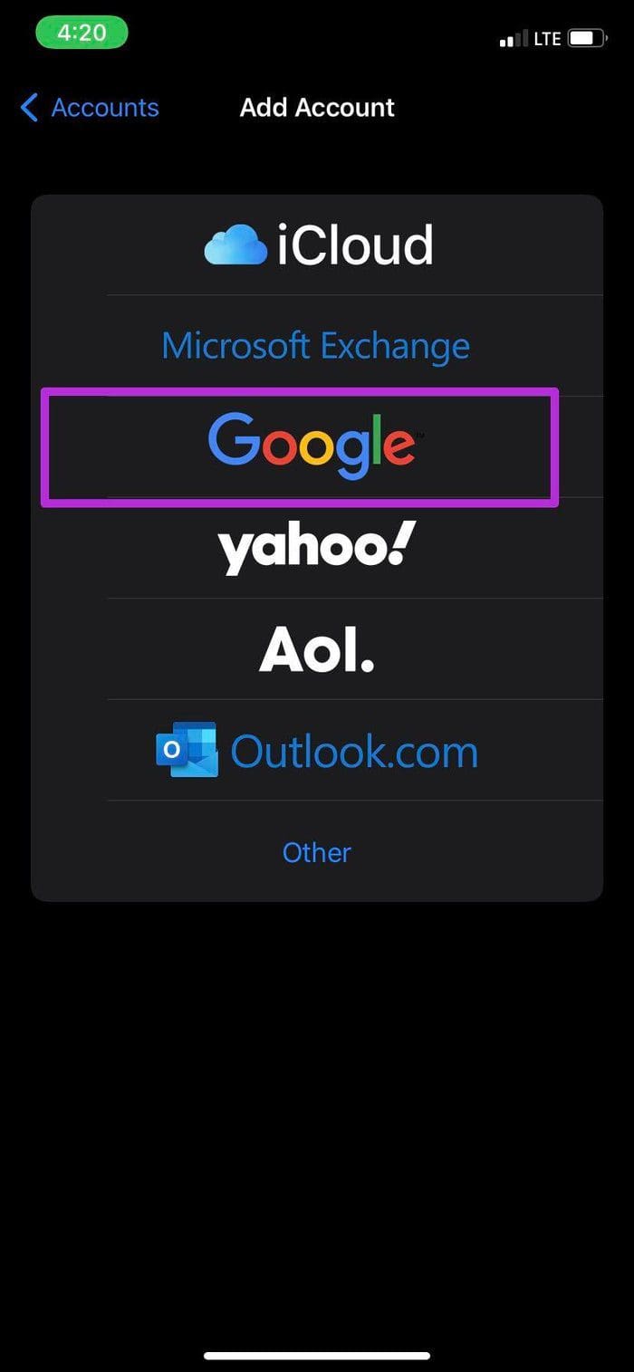 Add google account