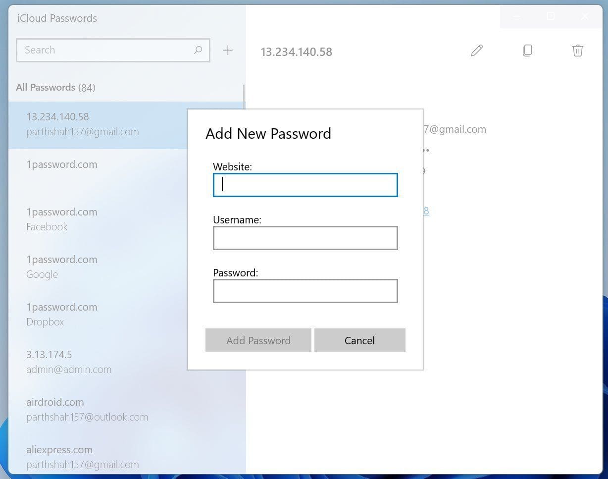 Add new password