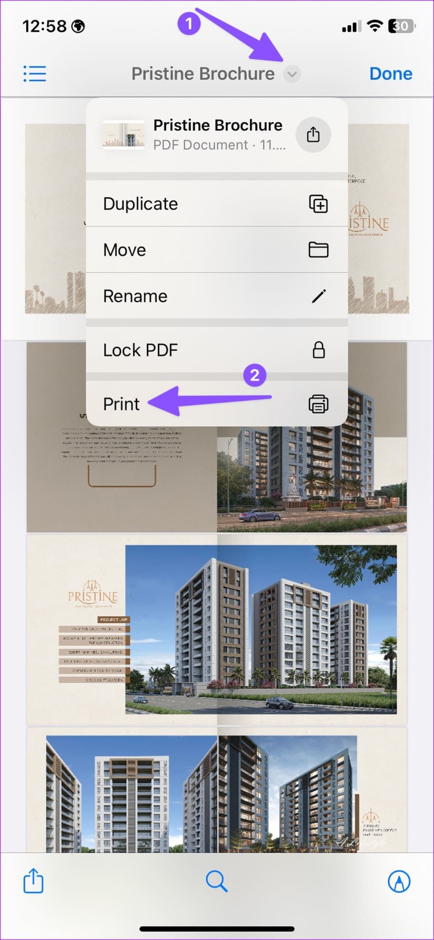 Print PDF on iPhone