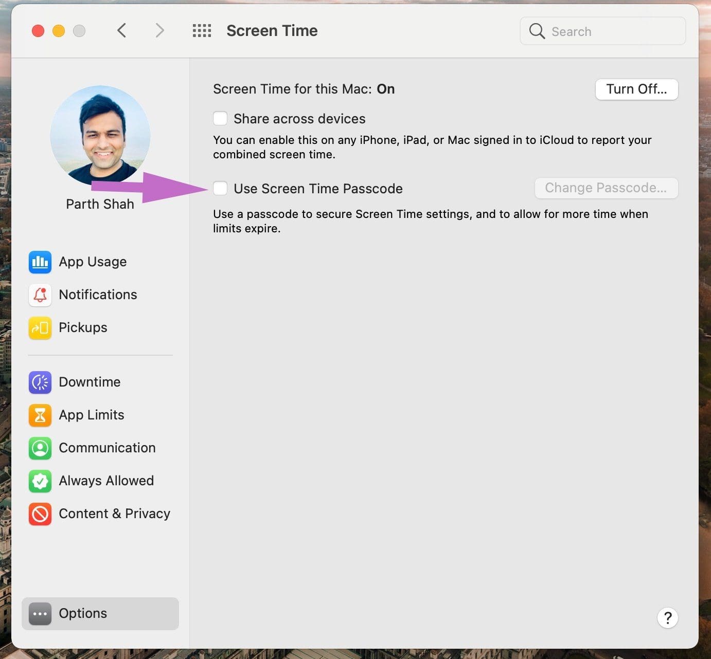 Add screen time passcode