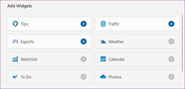 Add widgets