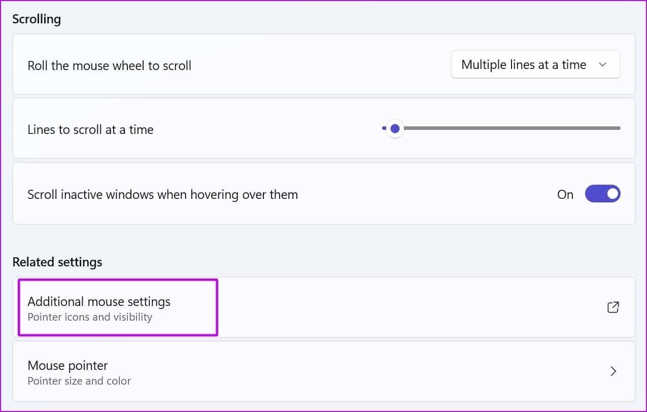 Additional mouse settings
