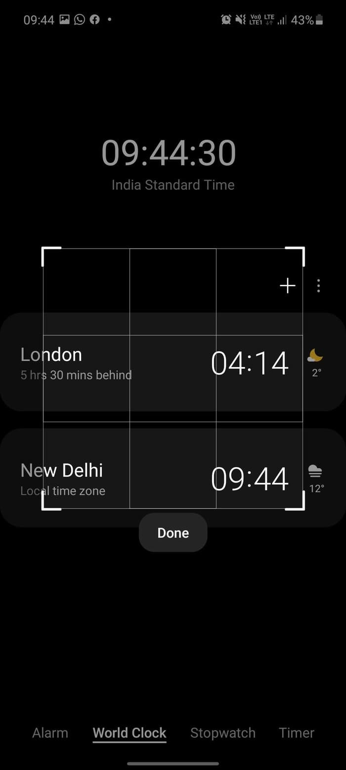 Adjust corner take a screenshot on samsung