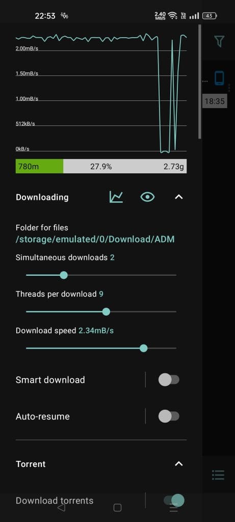 adm bandwidth graph android