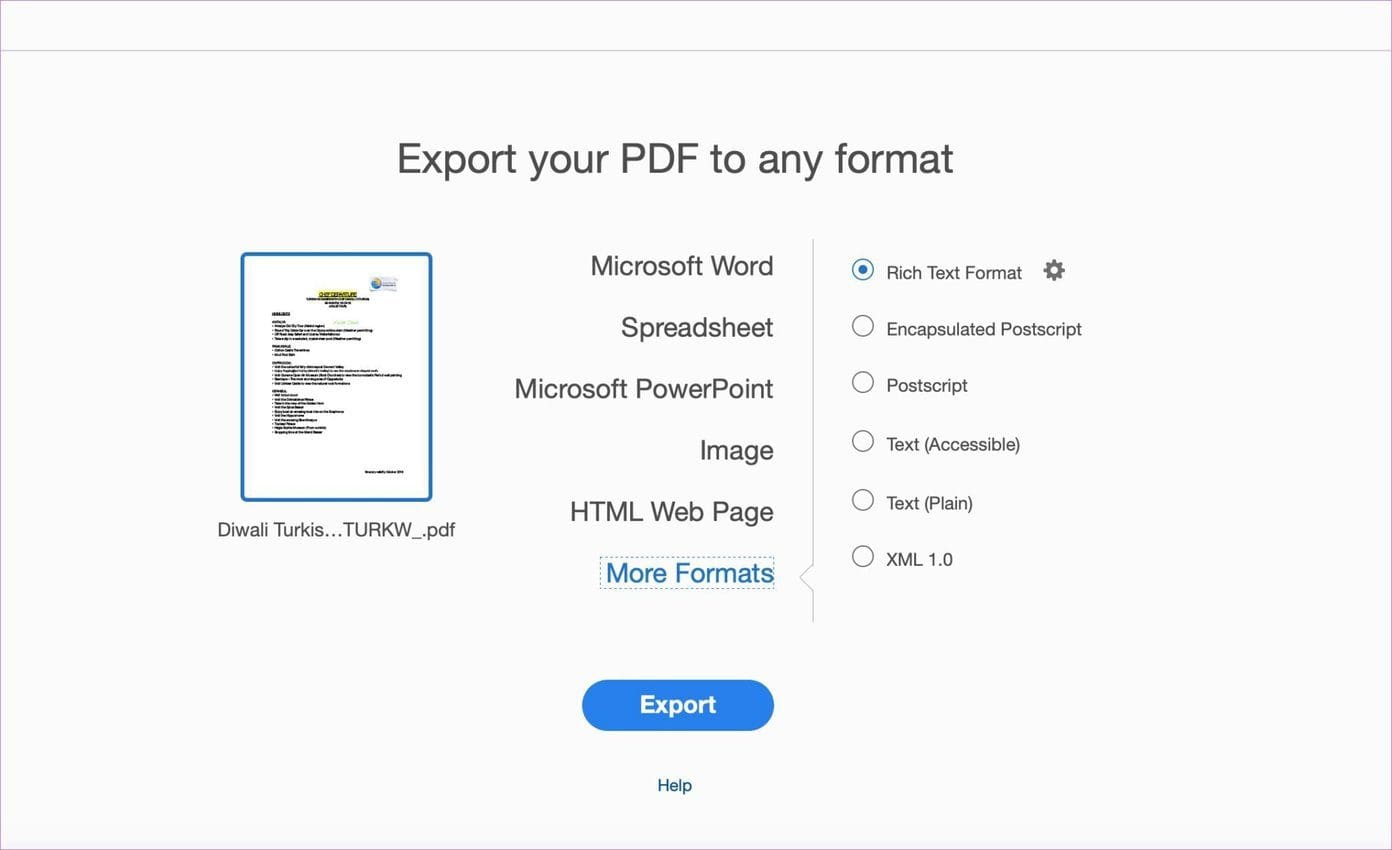 Adobe export